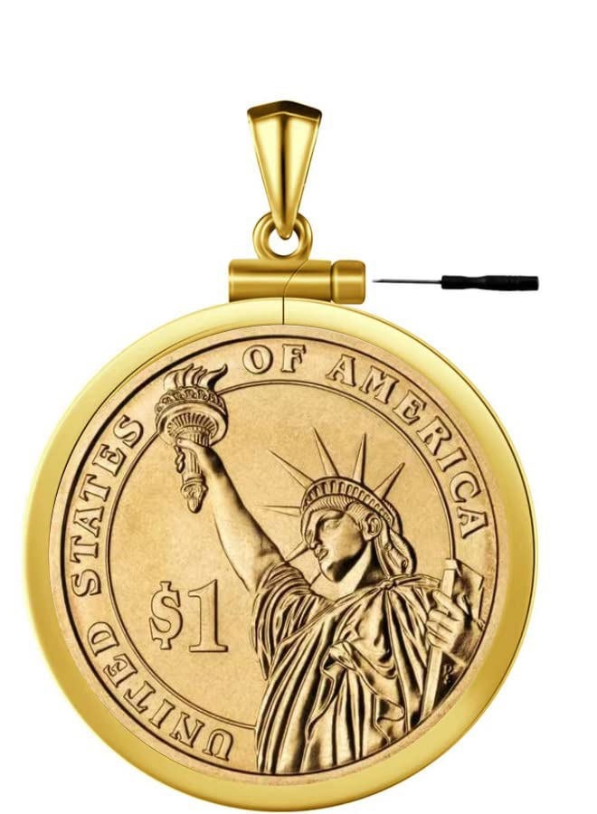 Geruibi 24-Karat Gold Wrapped in Silver $1 Border Screw Top Coin Border is suitable for 26.54mm diameter 2.06mm thickness, Coins Not Included - Image 1