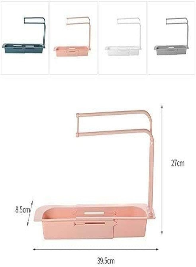 Orrda Adjustable Kitchen Drainer Sink Tray for Sponge Soap Holder | Plastic Long Sink Shelf Expandable Kitchen Drying Basket Rack Brush/Soap Drainer Rack (1 Psc_Multicolor) - Image 2