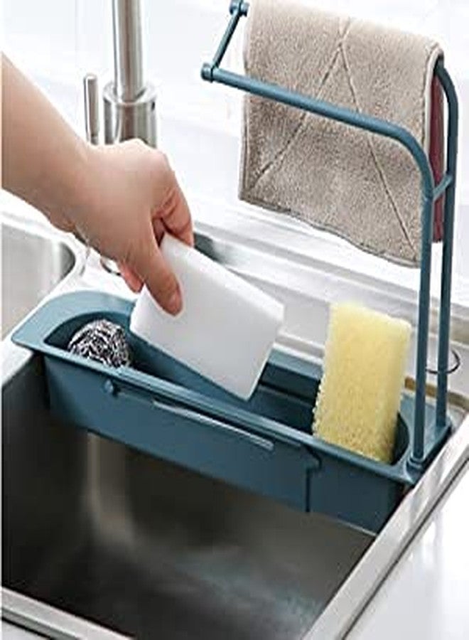 Orrda Adjustable Kitchen Drainer Sink Tray for Sponge Soap Holder | Plastic Long Sink Shelf Expandable Kitchen Drying Basket Rack Brush/Soap Drainer Rack (1 Psc_Multicolor) - Image 3