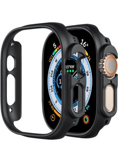 2 Pack Smiling Case Compatible with Apple Watch Ultra 49mm Hard PC Bumper Case All Around Edge Shockproof Protective Cover Frame Black