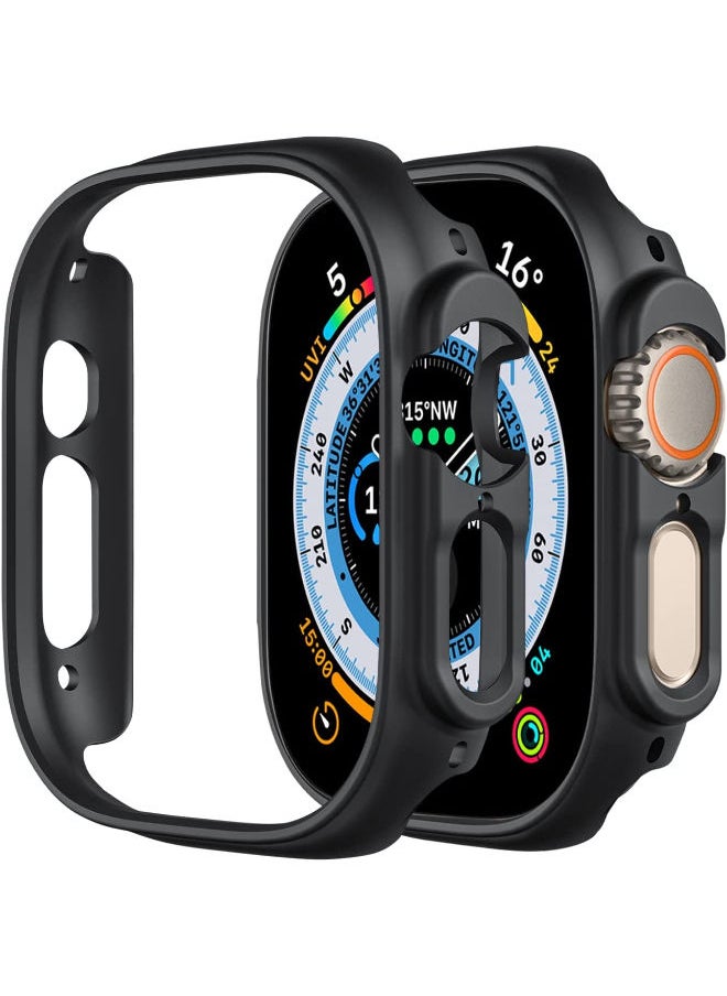 SHOPI - 2 Pack Smiling Case Compatible with Apple Watch Ultra 49mm Hard PC Bumper Case All Around Edge Shockproof Protective Cover Frame Black - Image 1