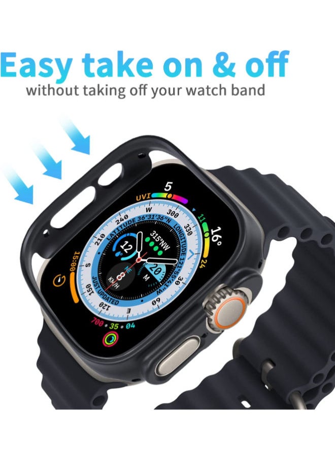SHOPI - 2 Pack Smiling Case Compatible with Apple Watch Ultra 49mm Hard PC Bumper Case All Around Edge Shockproof Protective Cover Frame Black - Image 1