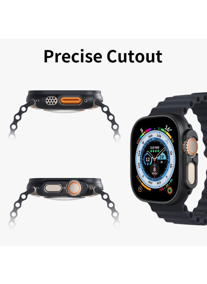 SHOPI - 2 Pack Smiling Case Compatible with Apple Watch Ultra 49mm Hard PC Bumper Case All Around Edge Shockproof Protective Cover Frame Black - Image 1