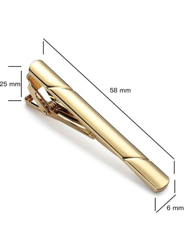 Men's Tie Clips Set - Black Gold Blue Silver Tie Bars for Regular Neckties - Slim Metal Tie Accessories - Image 3