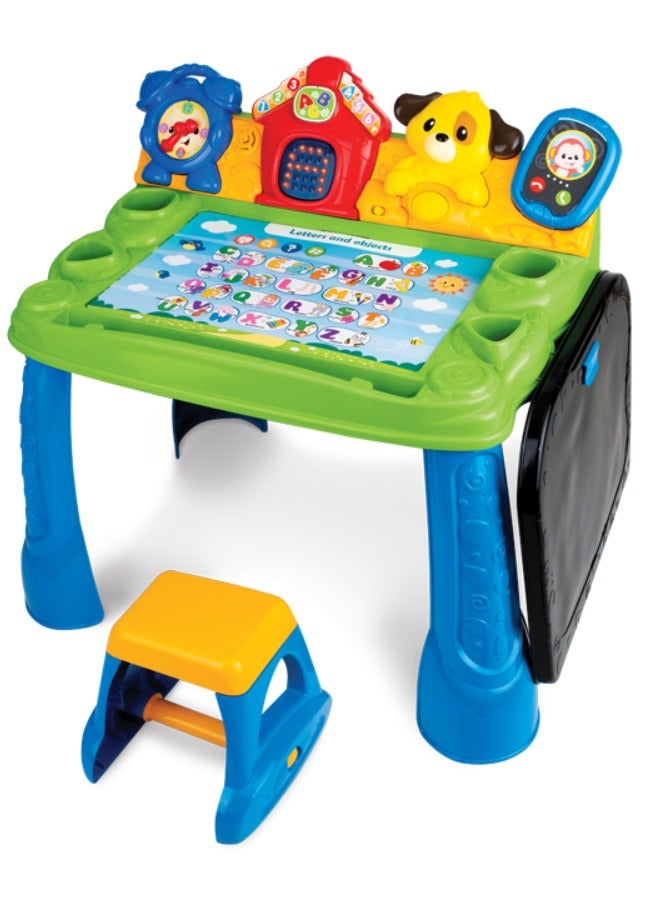 WinFun Winfun Smart Touch ’N Learn Activity Desk – LED Learning Desk & Stool with Writing Screen, Games & Over 150 Words/Music | Drawing Modes, Letters, Numbers & Shapes Quiz Mode & Art Station | Ages 2-6 Y  - Image 1