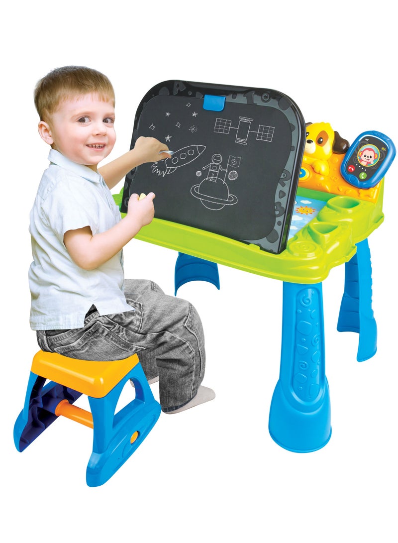 WinFun Winfun Smart Touch ’N Learn Activity Desk – LED Learning Desk & Stool with Writing Screen, Games & Over 150 Words/Music | Drawing Modes, Letters, Numbers & Shapes Quiz Mode & Art Station | Ages 2-6 Y  - Image 2