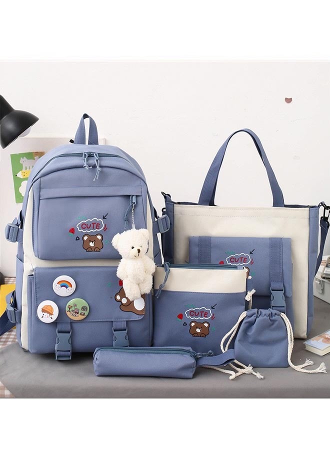 5 Pieces Per Set Light Cute Girls Primary School bag Backpack
