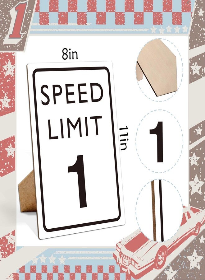 Muruseni Race Car Birthday Decor, Speed Limit Sign, Fast One, Race Car Birthday Party Decorations, 8×11 Wooden Play Sign with Stand, Let's Go Racing Party Supplies for Boy Race Fans - LP062 - Image 2