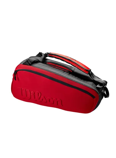 Wilson Clash V2 Super Tour Red Tennis Racket Bag, Adults, Holds up to 6 Rackets