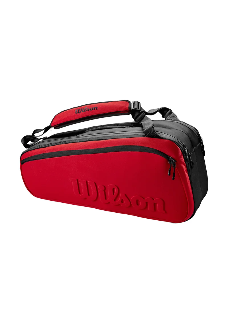 Wilson Clash V2 Super Tour Red Tennis Racket Bag, Adults, Holds up to 6 Rackets