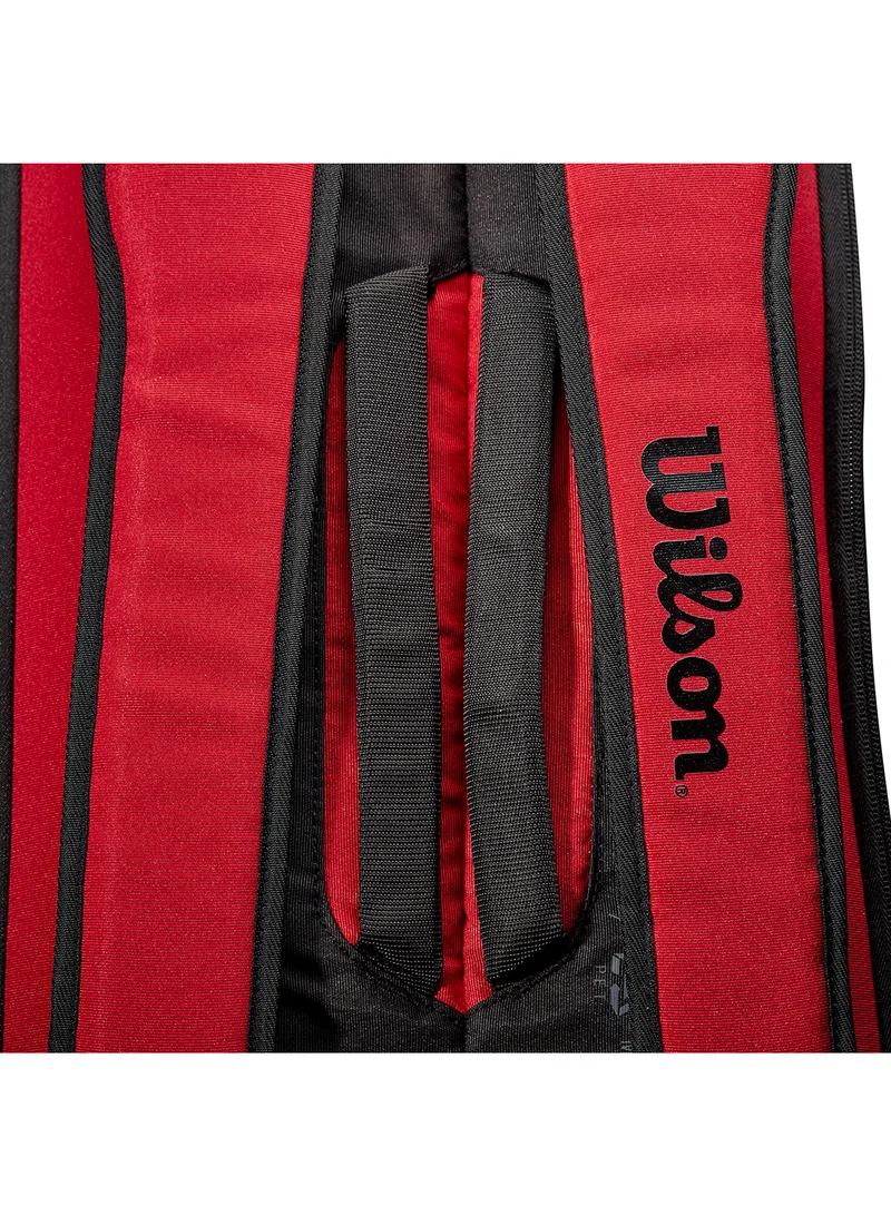 Wilson Clash V2 Super Tour Red Tennis Racket Bag, Adults, Holds up to 6 Rackets