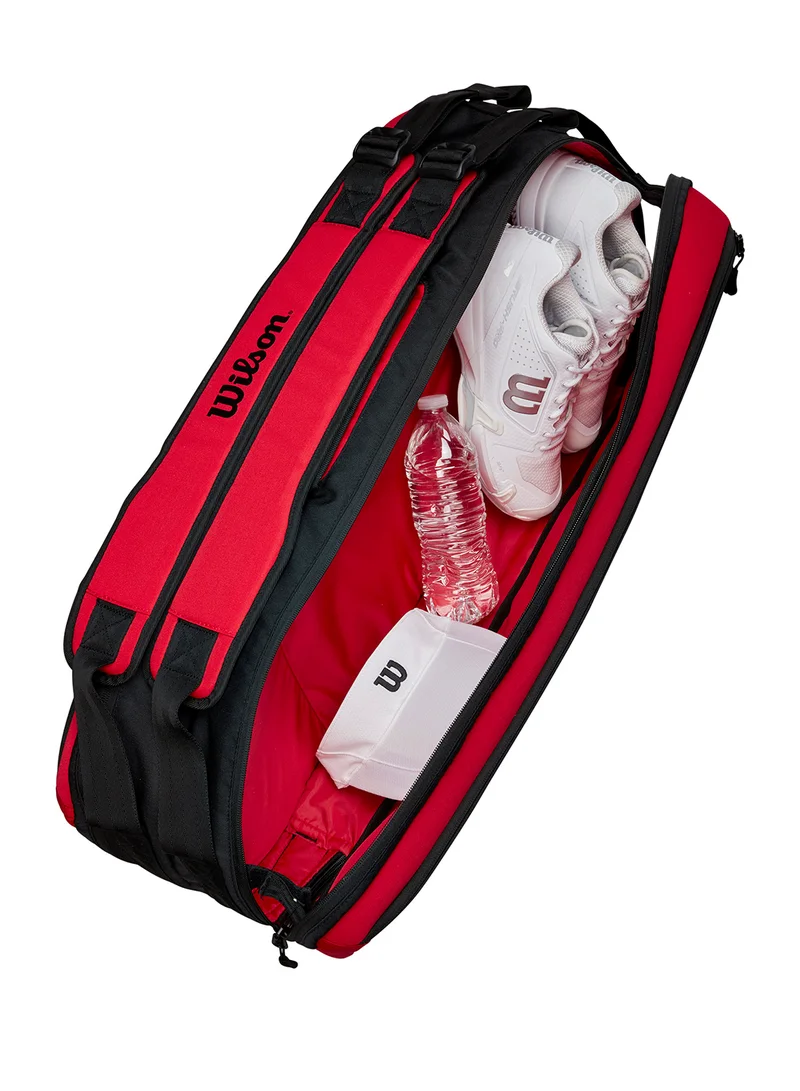 Wilson Clash V2 Super Tour Red Tennis Racket Bag, Adults, Holds up to 6 Rackets