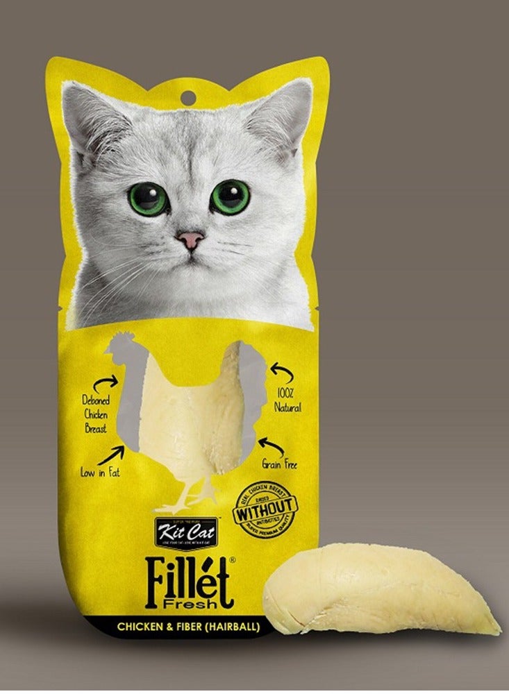 Kit Cat شريحة دجاج طازجة ووجبة شعر كرات الألياف للقطط 30 جرام - Image 2