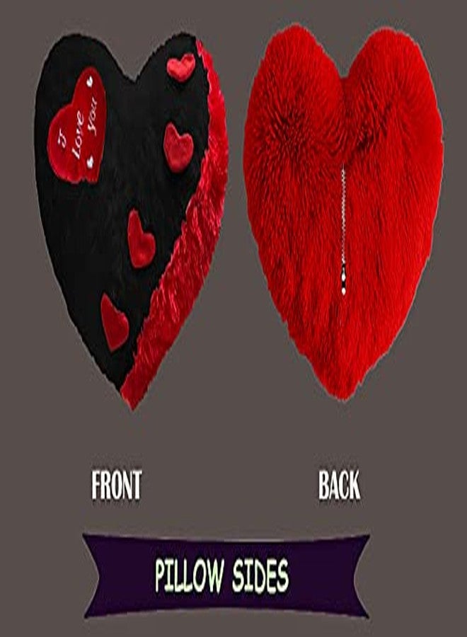 PICKKART Love Heart Shape Soft Plush Pillow, - Gift for Valentine Day Someone Special, Size : 37 cm X 30 cm (Black) - Image 2