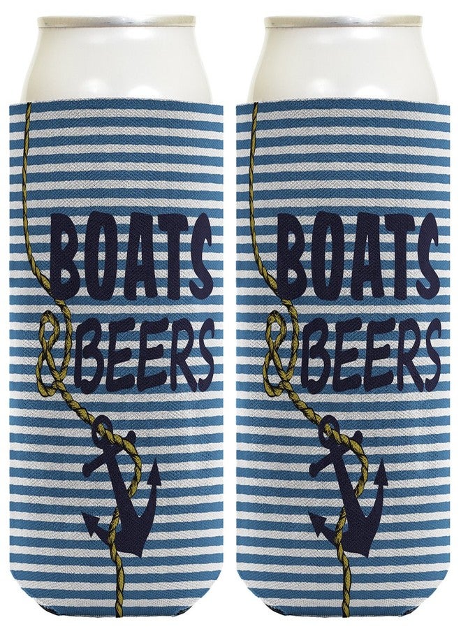 ذيس وير هدية إبحار: حافظات مشروبات باردة بتصميم قوارب وبيرة، مرساة بحرية، عبوة من قطعتين، حافظات مشروبات فاخرة بألوان كاملة - Image 1