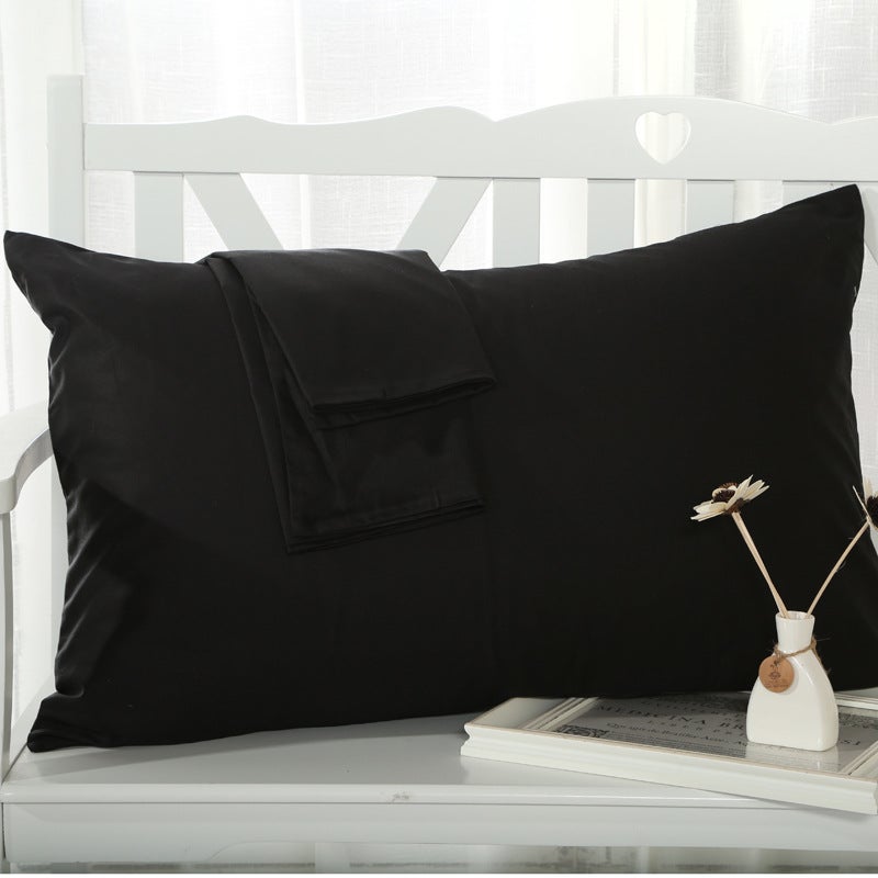Cotton Pillowcase Simple Solid Color Single Black