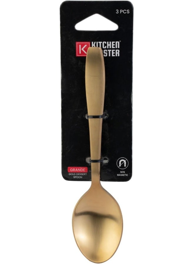 KITCHEN MASTER GOLD DESSERT SPOON 3PC PACK - GRANDE - Image 1