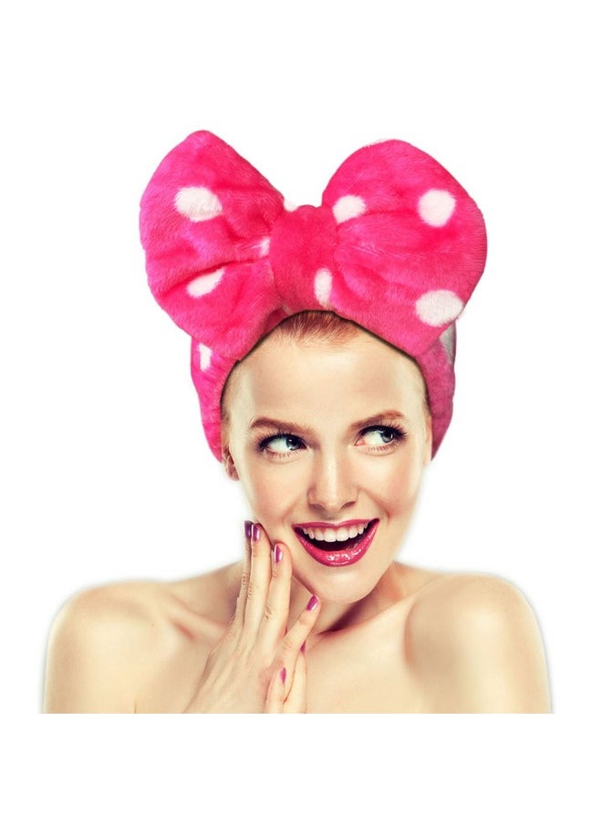 Hairizone - Makeup Wrap Headband For Facial Wash Shower Hairband Adjustable Elastic Bowknot Cosmetics Hair Band For Women (Roseo) - Image 1