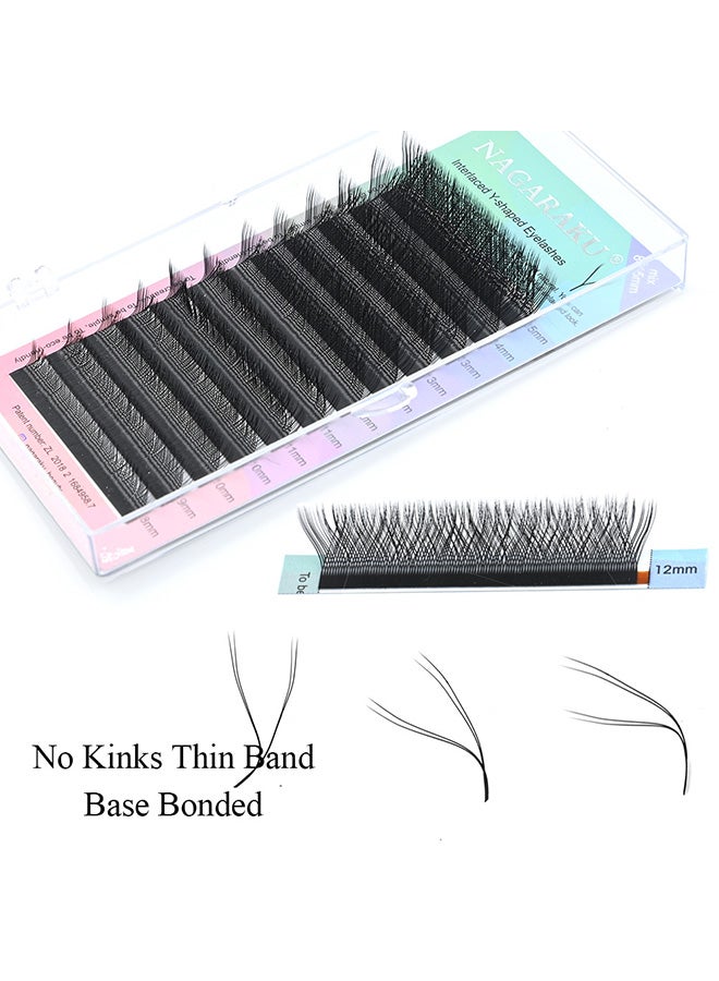 NAGARAKU Matte black Y-shaped grafted eyelashes, braided false eyelashes grafted without loose roots 2D - Image 5