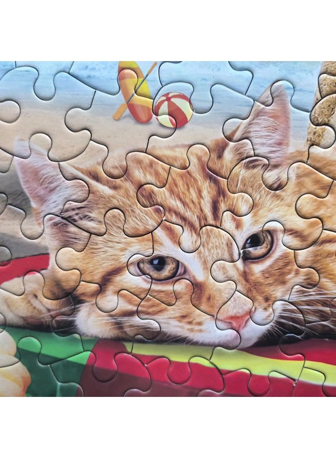 Mulic Jigsaw Puzzles 300 Pieces for Adults - 20" x 13.4" Large Piece Cat Jigsaw Puzzles for Senior - Beach Vacation - Image 4