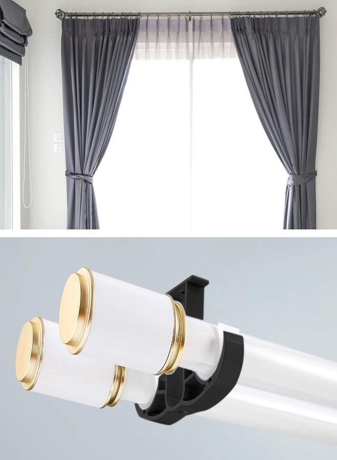 BLLREMIPSUR 4 Pcs Double Curtain Rod Brackets, Aluminum Alloy Ceiling Mounted Curtain Pole Holders, Window Drapery Rod Hanging Supports - Image 4