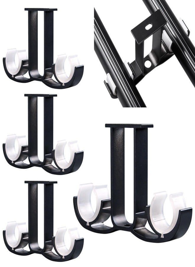 BLLREMIPSUR 4 Pcs Double Curtain Rod Brackets, Aluminum Alloy Ceiling Mounted Curtain Pole Holders, Window Drapery Rod Hanging Supports - Image 1