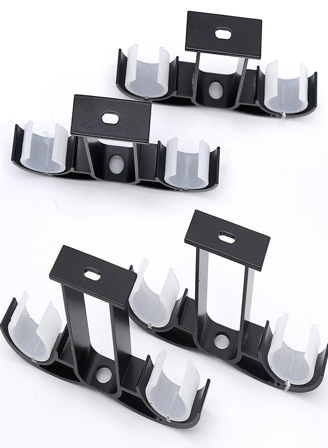 BLLREMIPSUR 4 Pcs Double Curtain Rod Brackets, Aluminum Alloy Ceiling Mounted Curtain Pole Holders, Window Drapery Rod Hanging Supports - Image 5