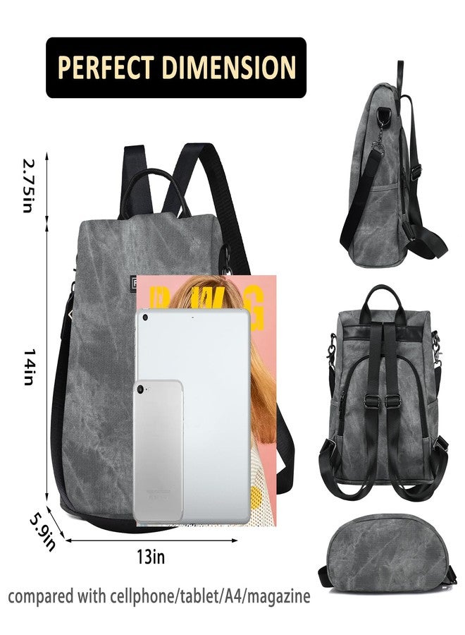Fmeida PU Leather Backpack Purse for Women Anti Theft Backpack Convertible Fashion Travel Purse Grey - Image 2