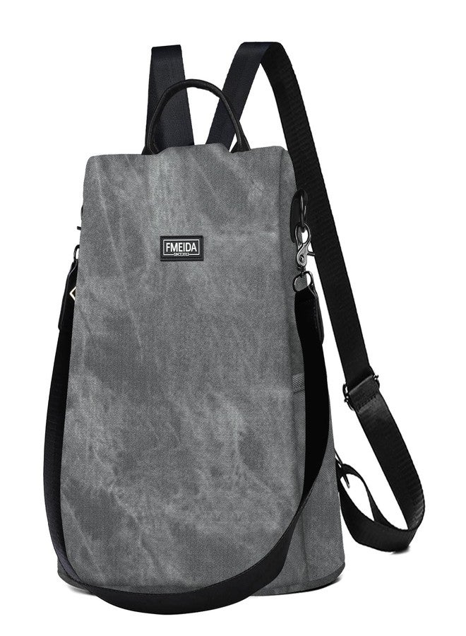 Fmeida PU Leather Backpack Purse for Women Anti Theft Backpack Convertible Fashion Travel Purse Grey - Image 1