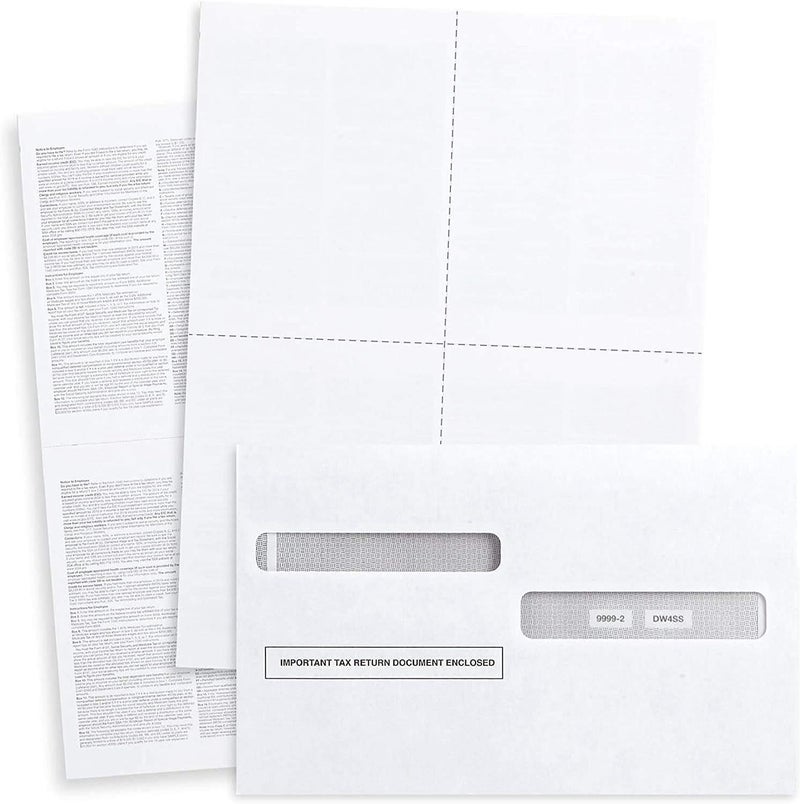 Dutymark W2 Forms 2025 with Envelopes, Blank W2 4 Up Tax Forms 2025, 50 Employees kit, with Instructions in Back, Compatible with QuickBooks and Accounting Software, Idea for E-Filing, 50 Self Seal Envelopes - Image 1