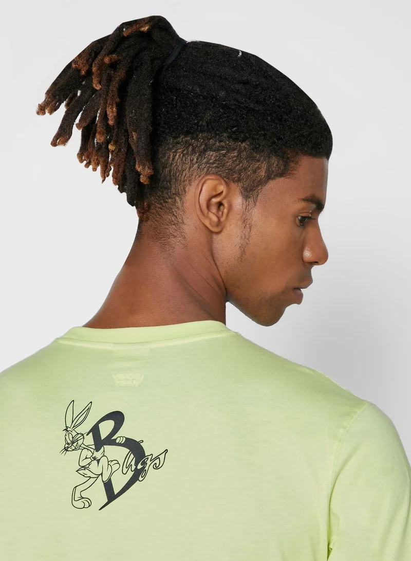 Mango Man Folk Crew Neck T-Shirt