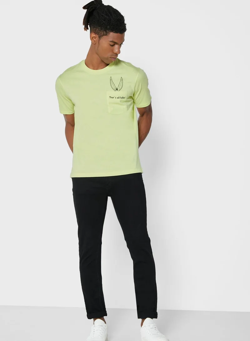 Mango Man Folk Crew Neck T-Shirt