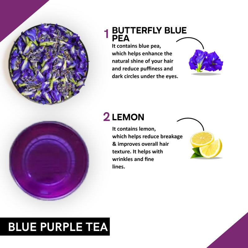 Teacurry Blue Purple Tea (60 bags) - Supports Skin Wellness and Hair Strength| | Flower Based, Caffeine Free Herbal Tea - Image 2