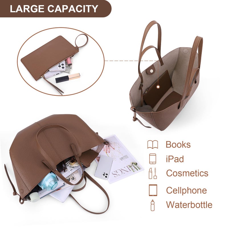 Juoxeepy Faux Leather Tote Bag Work Bag for Women Trendy Handbag Purse Fall Shoulder Bags with Magnetic Closure - Image 5