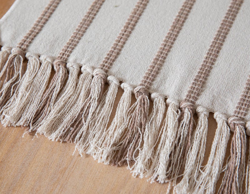 Caflife Boho Table Runner 72 Inchs Long Taupe and Beige, Cotton and Linen Woven with Tassels, for Modern Rustic Farmhouse Neutral Table Runners, Bohemian Kitchen Dining Table Home Decor - Image 5