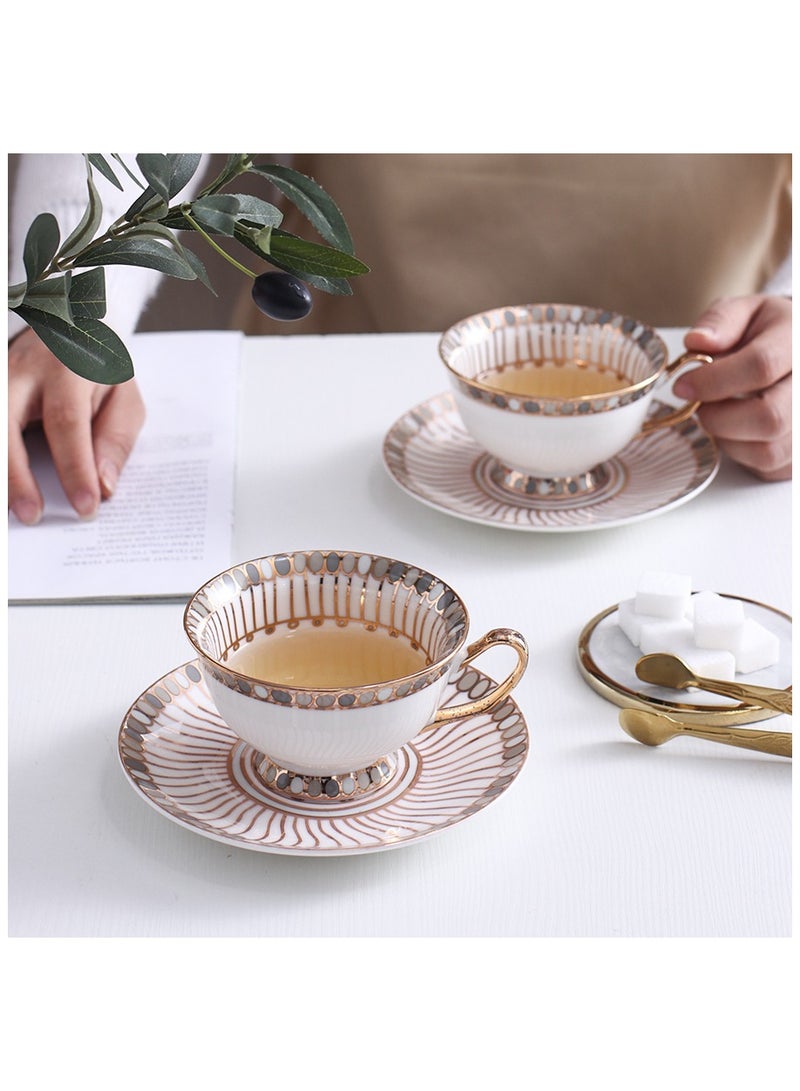 Sharpdo 2 sets gold thread coffee cup 220 ml and coffee dish  - Image 5