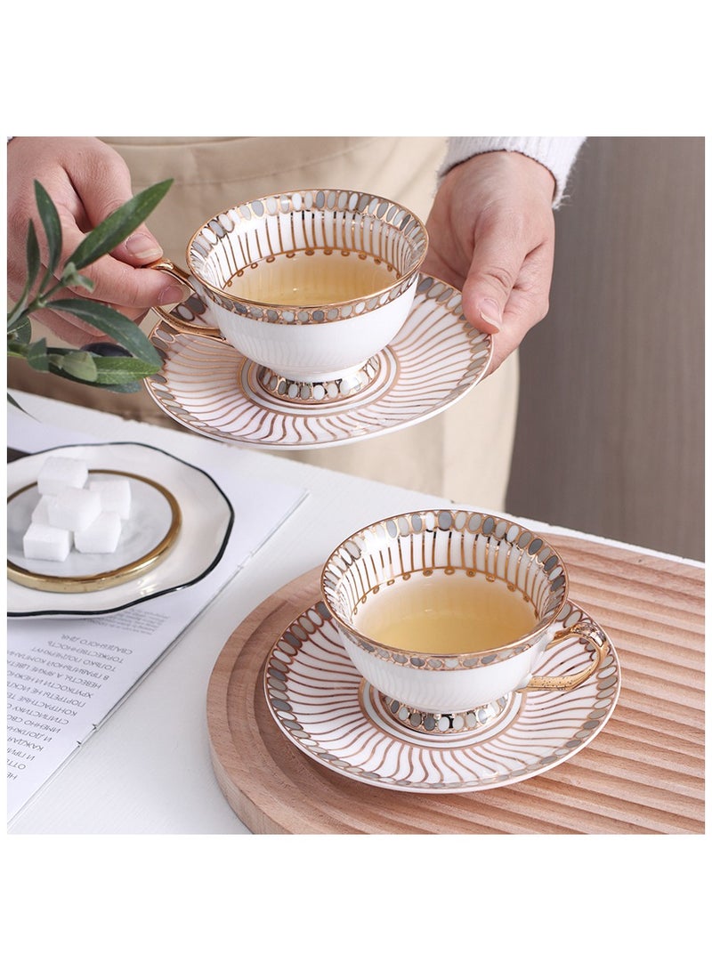 Sharpdo 2 sets gold thread coffee cup 220 ml and coffee dish  - Image 3