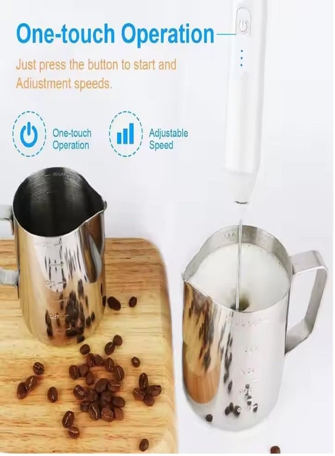 KEDAR Rechargeable Electric Milk Frother, Handheld Coffee Foam Maker, 3 Speed Settings, Stainless Steel Whisk (white) - Image 3