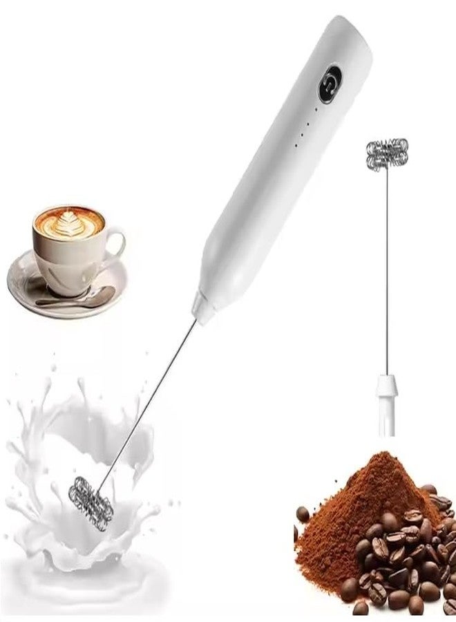 KEDAR Rechargeable Electric Milk Frother, Handheld Coffee Foam Maker, 3 Speed Settings, Stainless Steel Whisk (white) - Image 1
