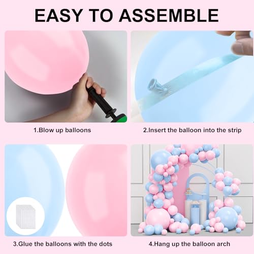 YMSZ Pink and Blue Balloons Garland Arch Kit, 134pcs Gender Reveal Balloon Garland Arch Kit for Boy or Girl Gender Reveal Decorations Birthday Party Baby Shower Decorations - Image 3