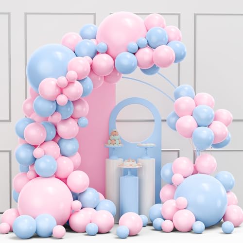 YMSZ Pink and Blue Balloons Garland Arch Kit, 134pcs Gender Reveal Balloon Garland Arch Kit for Boy or Girl Gender Reveal Decorations Birthday Party Baby Shower Decorations - Image 1