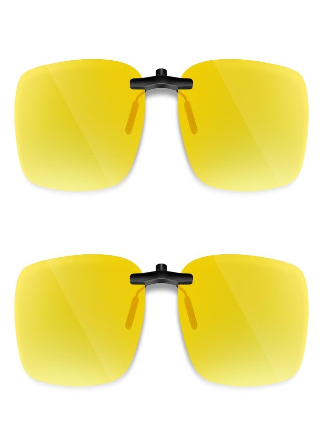 Each Cool Night Vision Clip-On Glasses, 2-Pack Polarized Yellow Lens for Night Driving, Clip-On Over Glasses, Headlight Glare Comfort, UV400 - Image 1