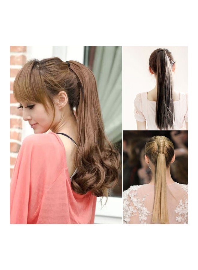 إسكدنيا وصلة شعر مستعار طويلة وناعمة بأطراف مجعدة على شكل ذيل حصان مزودة بشريط ملفوف ومشبك للشعر بني غامق 0.102كيلوجرام - Image 2