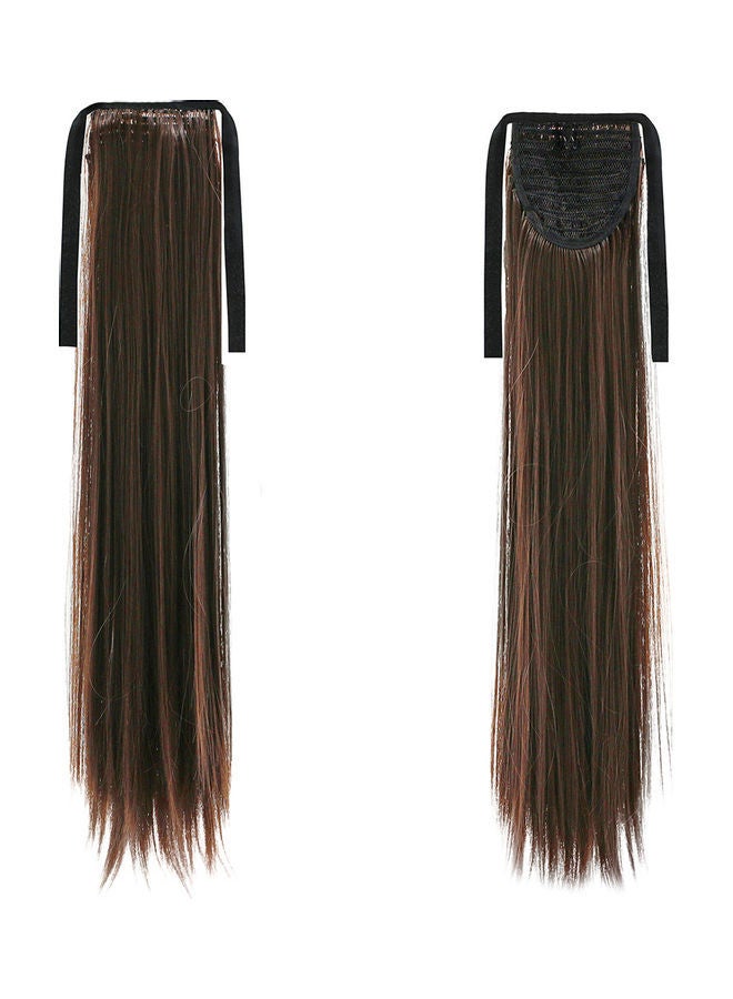 إسكدنيا وصلة شعر مستعار طويلة وناعمة بأطراف مجعدة على شكل ذيل حصان مزودة بشريط ملفوف ومشبك للشعر بني غامق 0.102كيلوجرام - Image 1