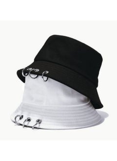 Generic Set of two ring cotton Foldable sun unisex bucket travel hat  - Image 1