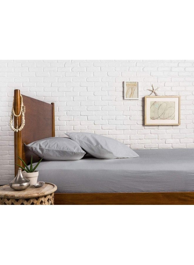 Generic Comfortica Classics 100% Egyptian Cotton 600 Thread Count, Silver Twin Fitted Sheet with Elastic All Around, Soft & Silky Sateen Weave - Fits Mattress Upto 18 inches  - Image 1