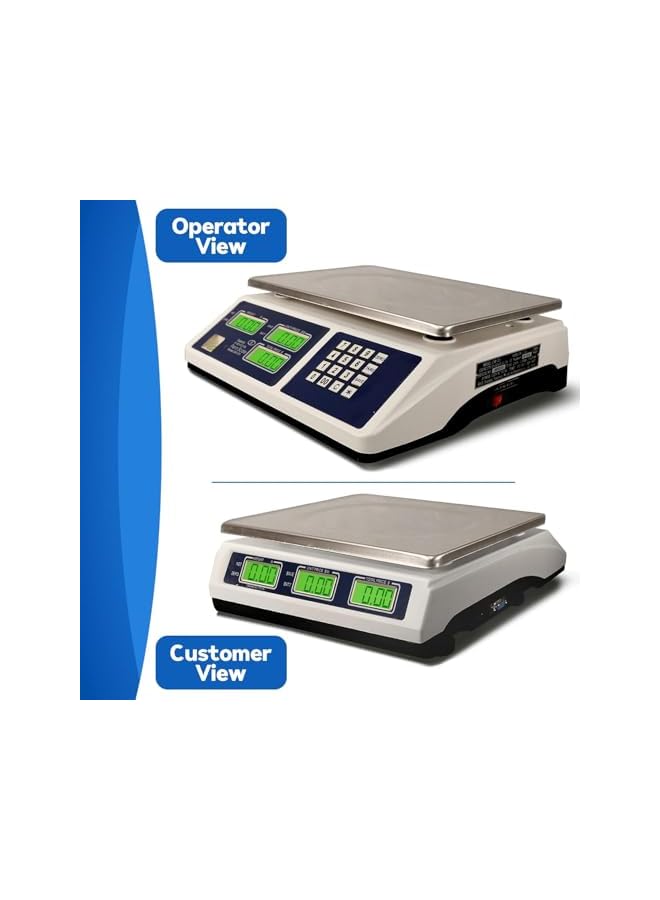 PROMASS Highly Efficient 66lb/30kg Digital Price Computing Scale for Commercial Use, Dual LCD Display, Stainless Steel Platform, Rechargeable Battery, Ideal for Fruits, Vegetables, Meat, and Produce - Image 3
