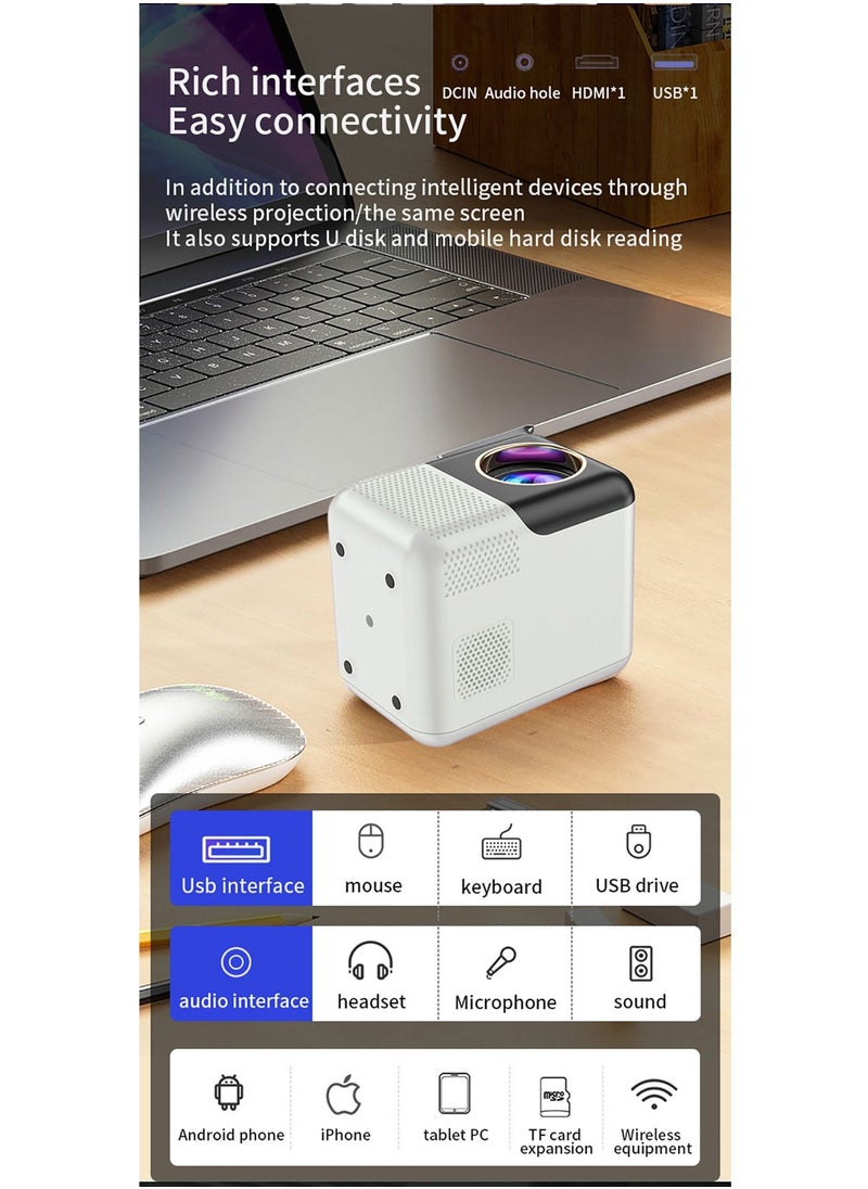 SLG - Upgrade Portable Projector 400ANSI 1080P Full HD 5G&2.4G Dual WiFi BT5.0 HIFI Speaker Built-in Android OS - Image 1