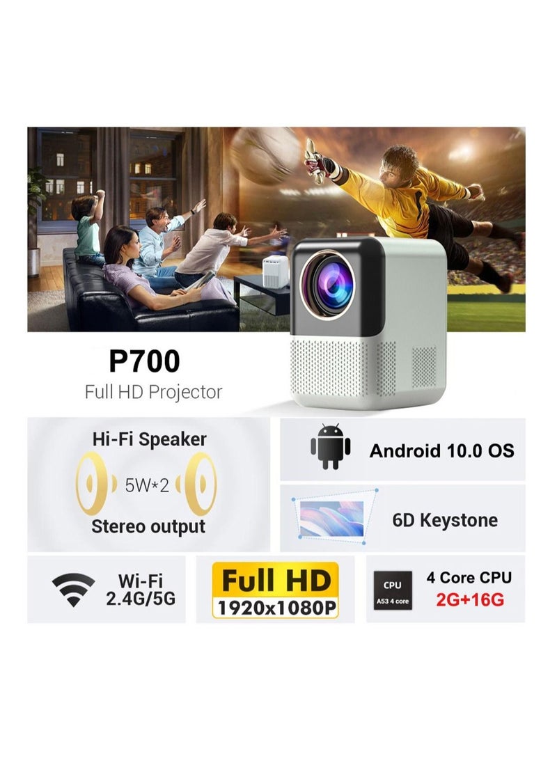 SLG - Upgrade Portable Projector 400ANSI 1080P Full HD 5G&2.4G Dual WiFi BT5.0 HIFI Speaker Built-in Android OS - Image 1