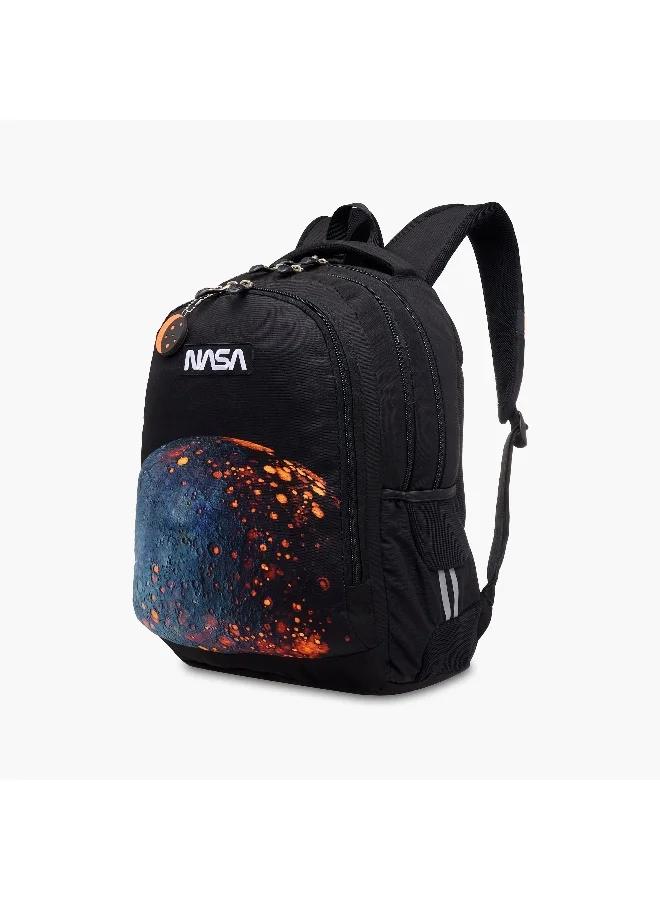 St.Right Backpack-Nasa-Moon-3 Cmprt-18 In-Boys (Polyester) Black \ 30X20X45
